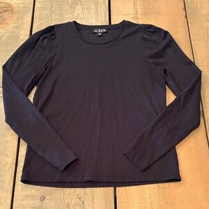J. Crew Black Puff-sleeve Crewneck Tee